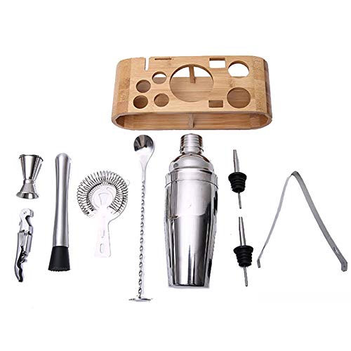 9-Piece Stainless Steel Cocktail Shaker Set with Stand
