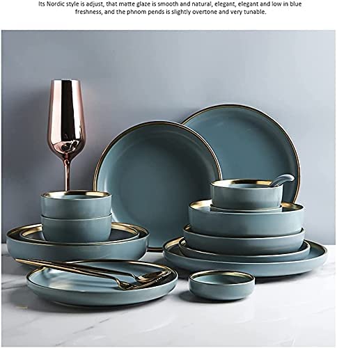 24/32/41-Piece Nordic Dark Green Ceramic Dinnerware Set