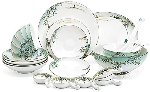 32-Piece West Lake Pattern Porcelain Dinnerware Set