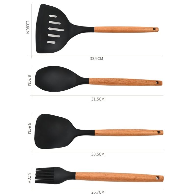 15-Piece Wooden Handle Kitchen Cooking Utensil Set