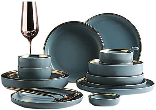 24/32/41-Piece Nordic Dark Green Ceramic Dinnerware Set
