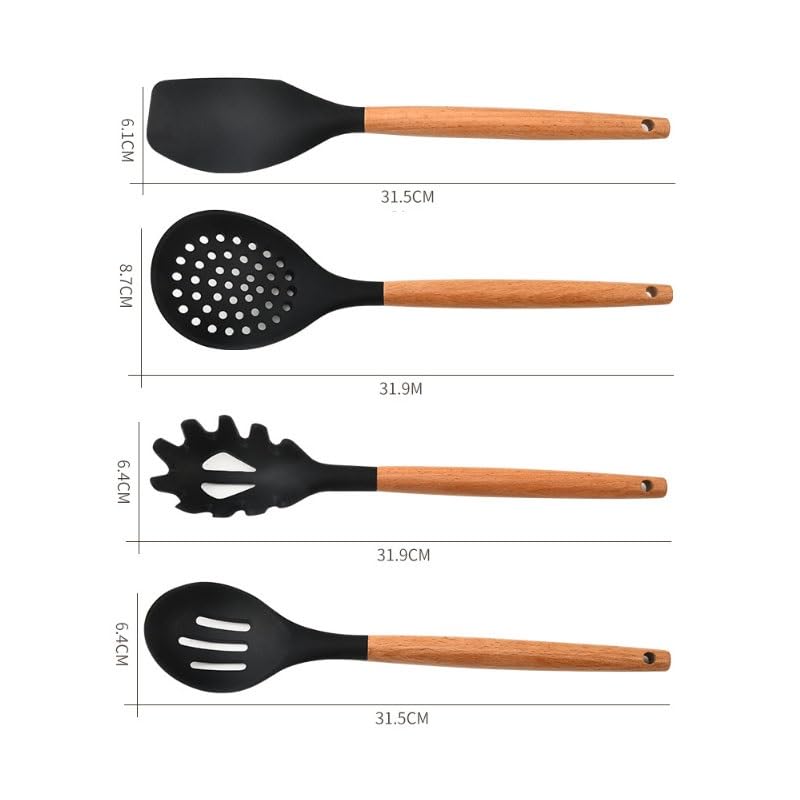 15-Piece Wooden Handle Kitchen Cooking Utensil Set