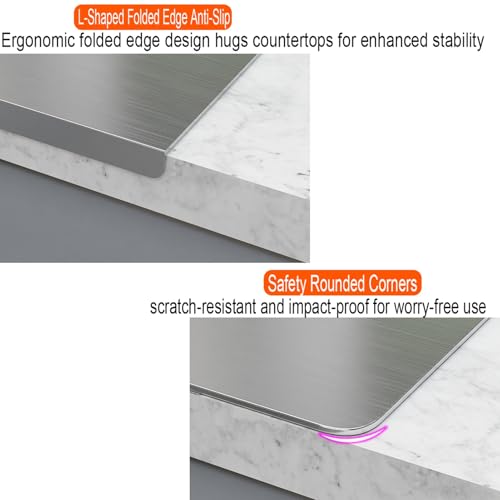 Stainless Steel Cutting Board with Raised Edges & Non-Slip Surface