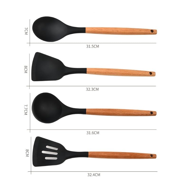 15-Piece Wooden Handle Kitchen Cooking Utensil Set