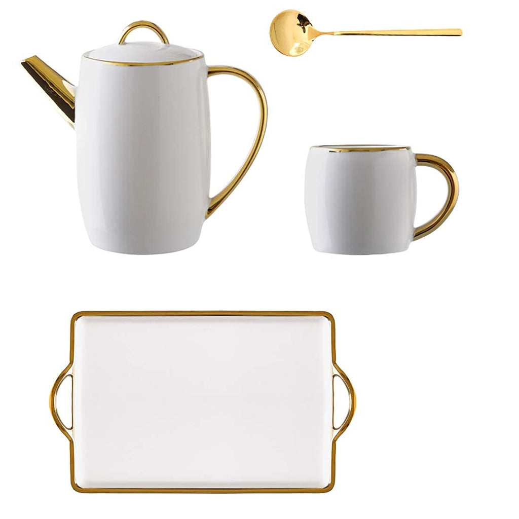 6-Piece Bone China Tea & Coffee Cup Set with Saucers and Spoons