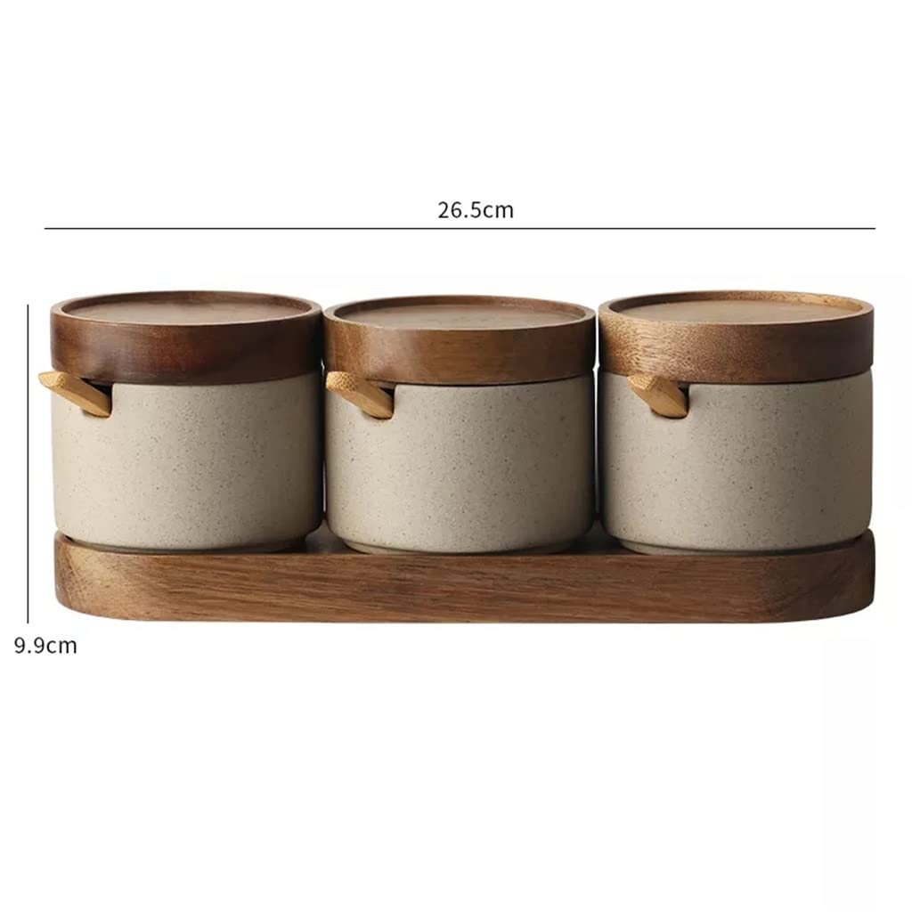 Ceramic Seasoning Jar Set with Lids for Pepper & Spices