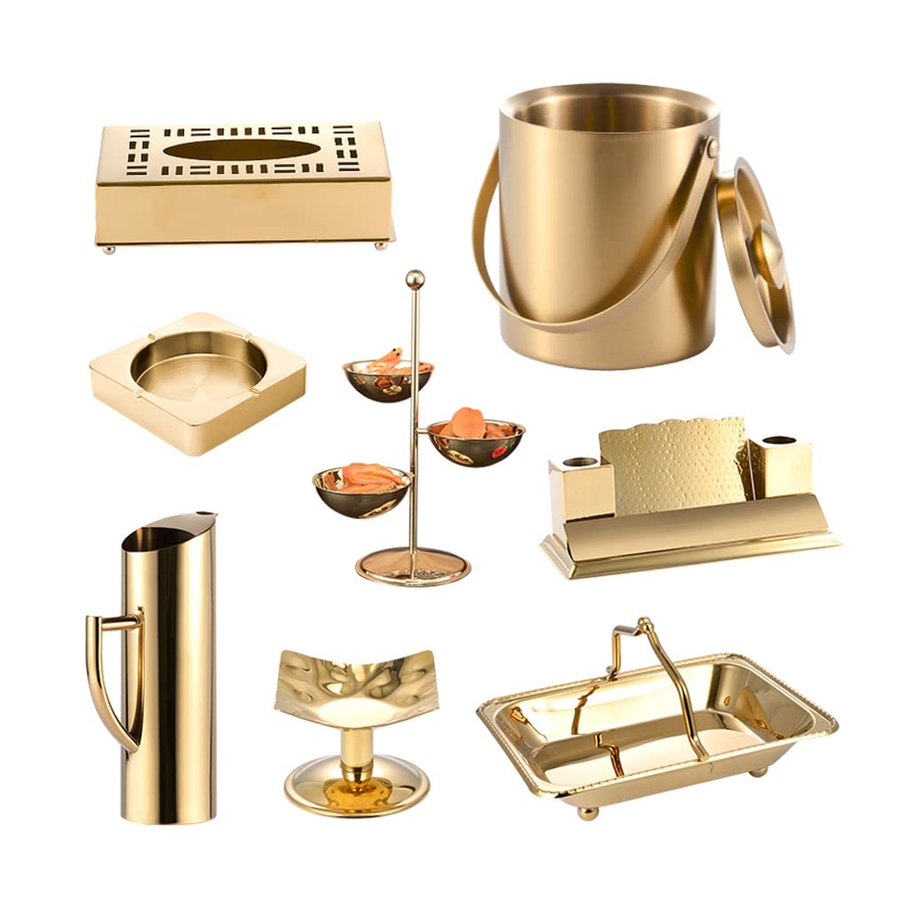 Stainless Steel Bar Serving Set with Fruit Tray, Wine Dispenser & Ice Bucket