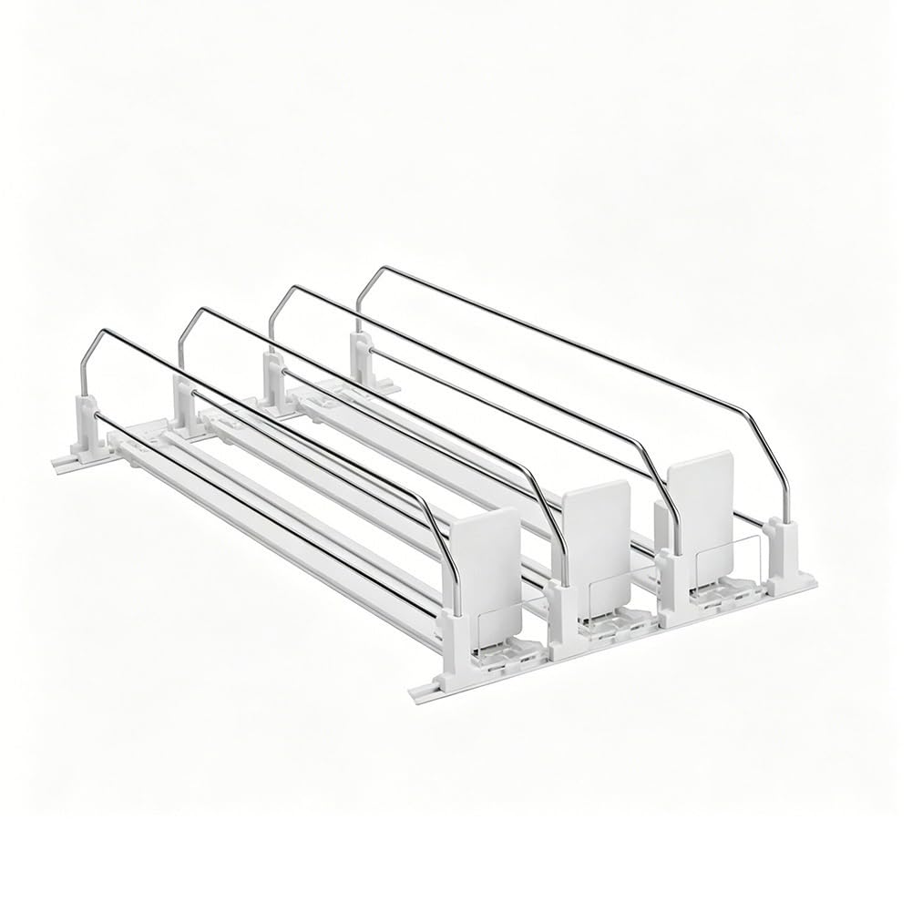 3-Piece Adjustable Refrigerator Soda Can Dispenser Rack – White, 490mm
