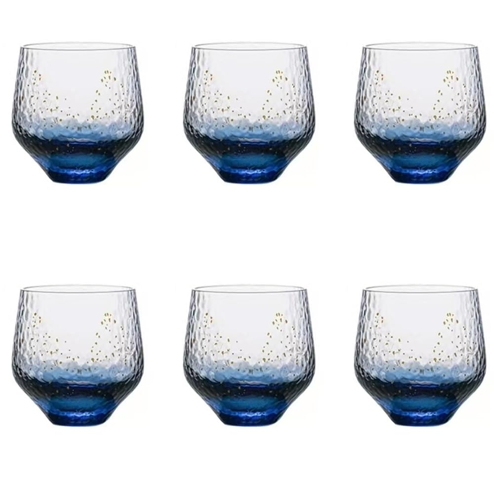 6-Piece Hand-Blown Crystal Whiskey Glass Set with Gold Foil