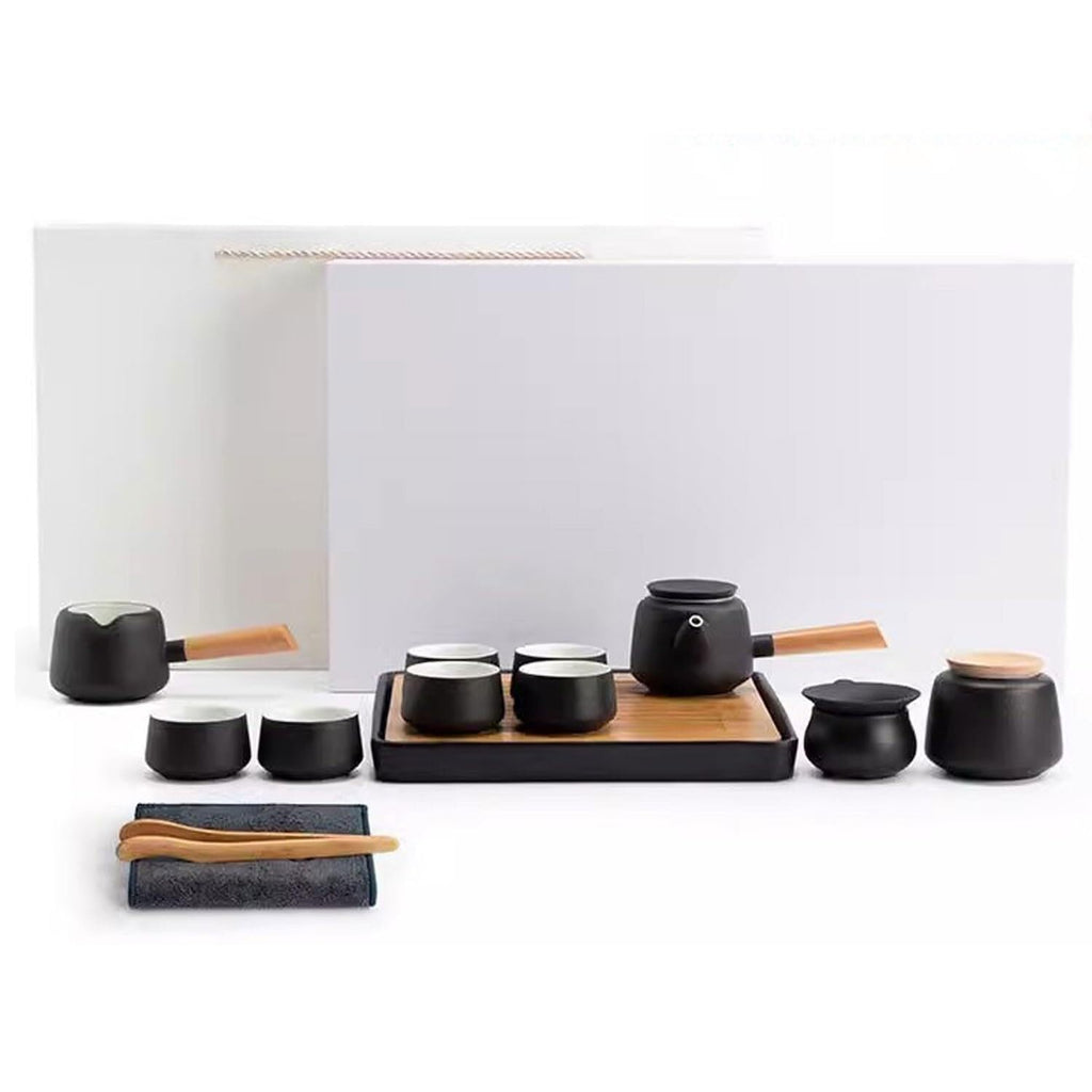 Ceramic Kung Fu Tea Set with Teapot, 6 Cups & Tea Tray