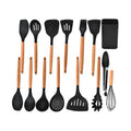 15-Piece Wooden Handle Kitchen Cooking Utensil Set