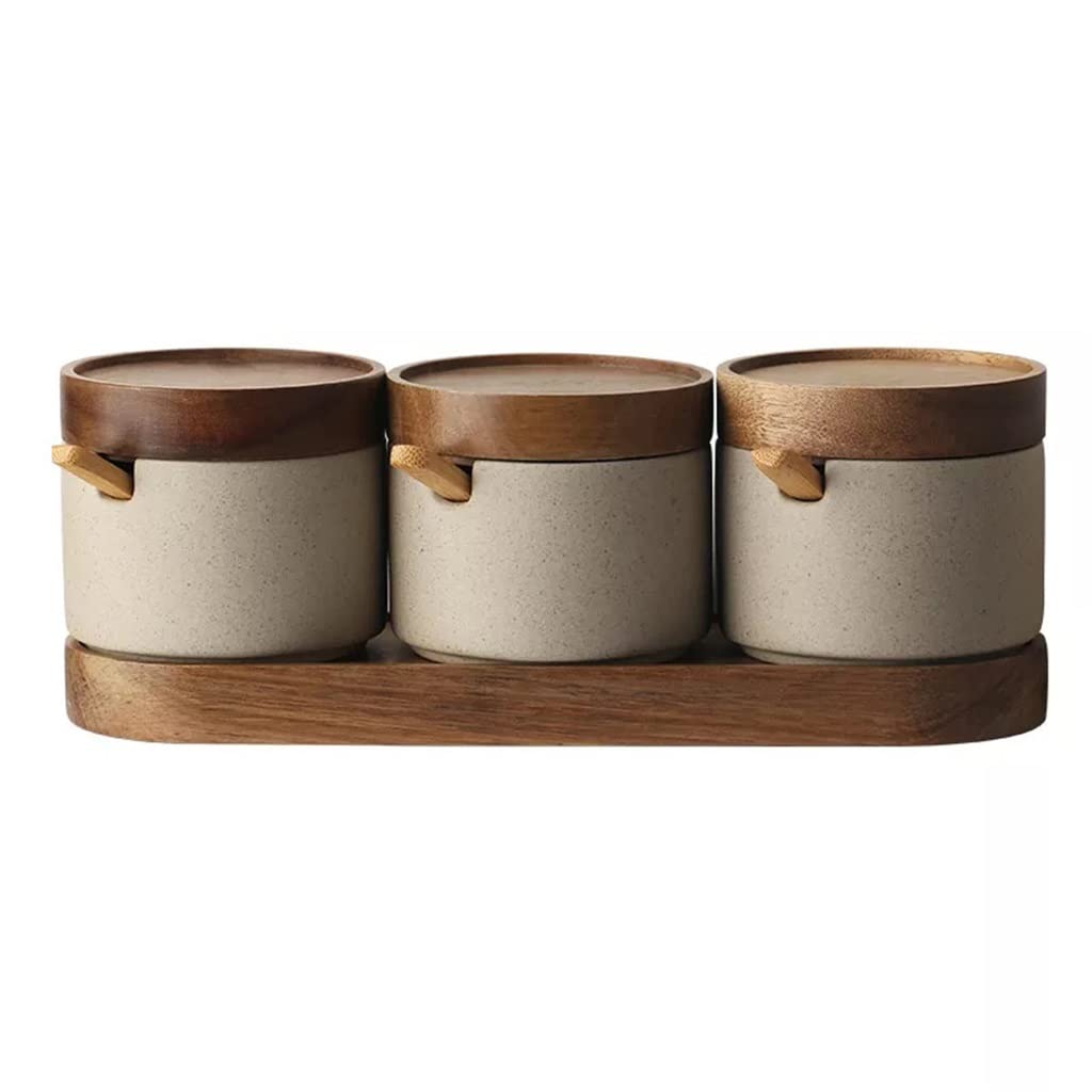 Ceramic Seasoning Jar Set with Lids for Pepper & Spices