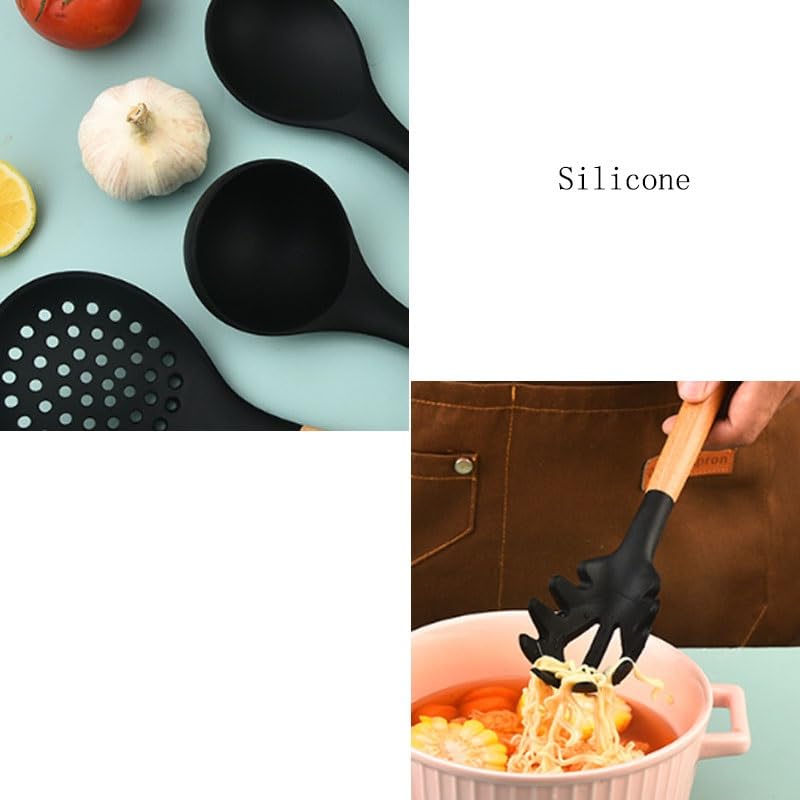 15-Piece Wooden Handle Kitchen Cooking Utensil Set