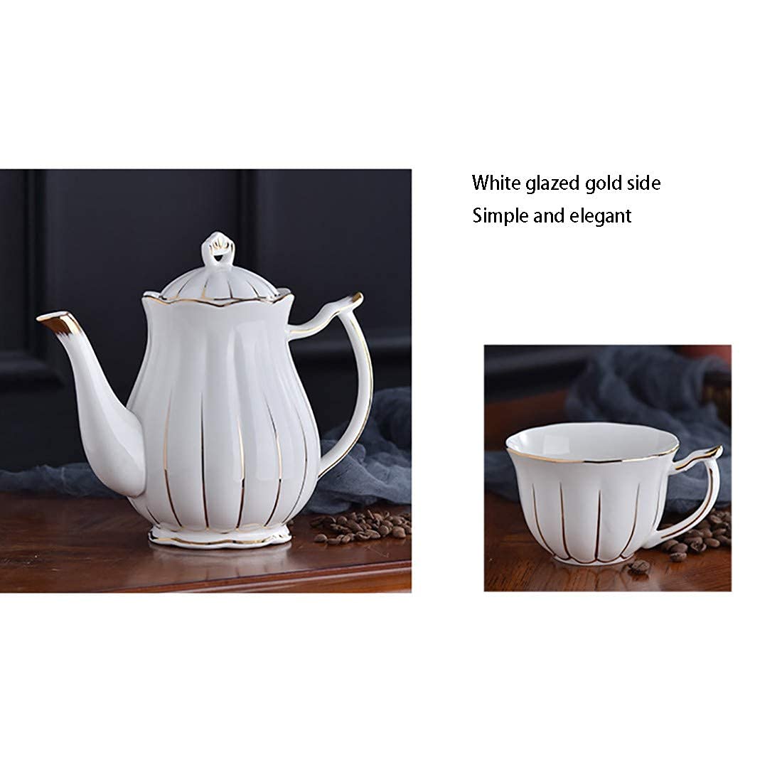 8-Piece White Fine Bone China Tea Cup & Saucer Set for Home and Restaurants