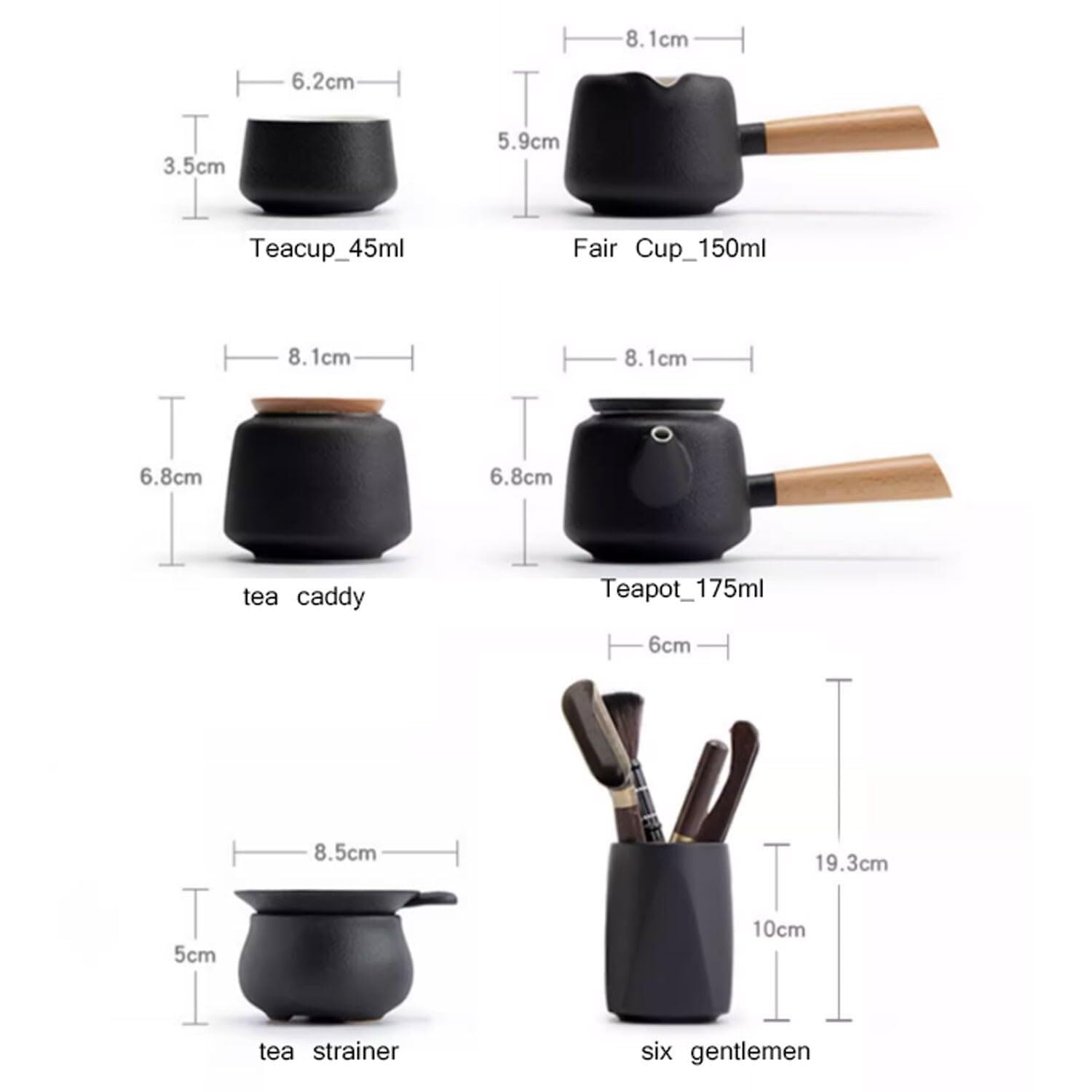 Ceramic Kung Fu Tea Set with Teapot, 6 Cups & Tea Tray