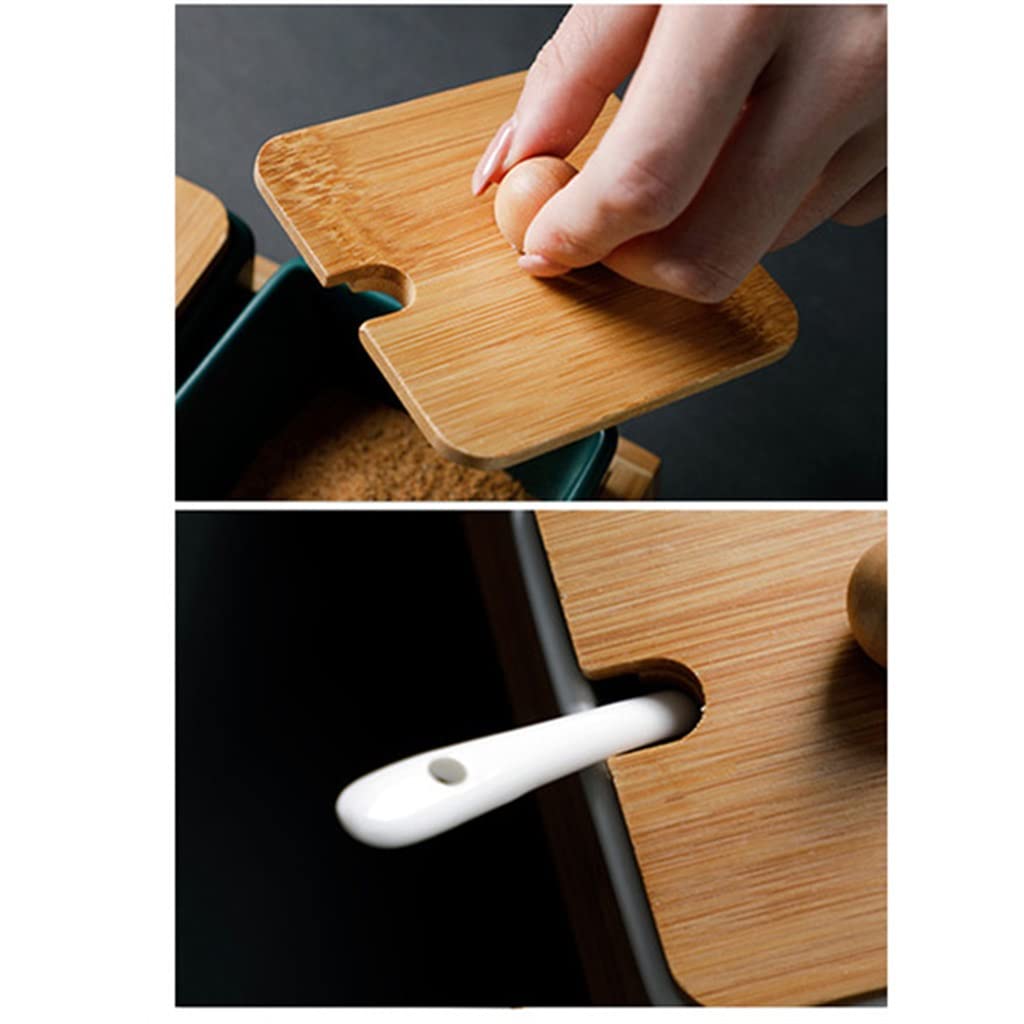 Ceramic Seasoning Jar Set with Tray & Spoons