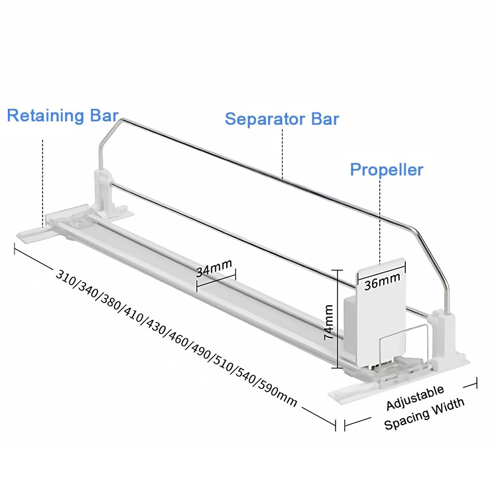 3-Piece Adjustable Refrigerator Soda Can Dispenser Rack – White, 490mm