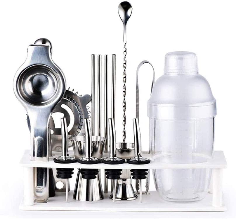 17-Piece Cocktail Shaker Bartender Kit with Wooden Stand