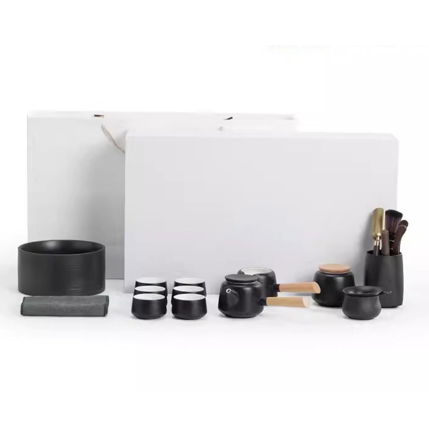 Ceramic Kung Fu Tea Set with Teapot, 6 Cups & Tea Tray