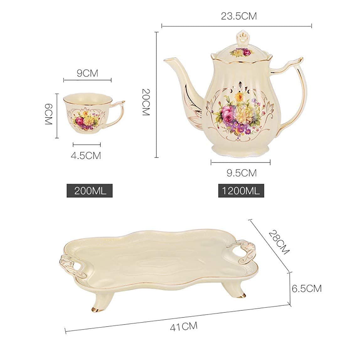8-Piece White Fine Bone China Tea Cup & Saucer Set for Home and Restaurants