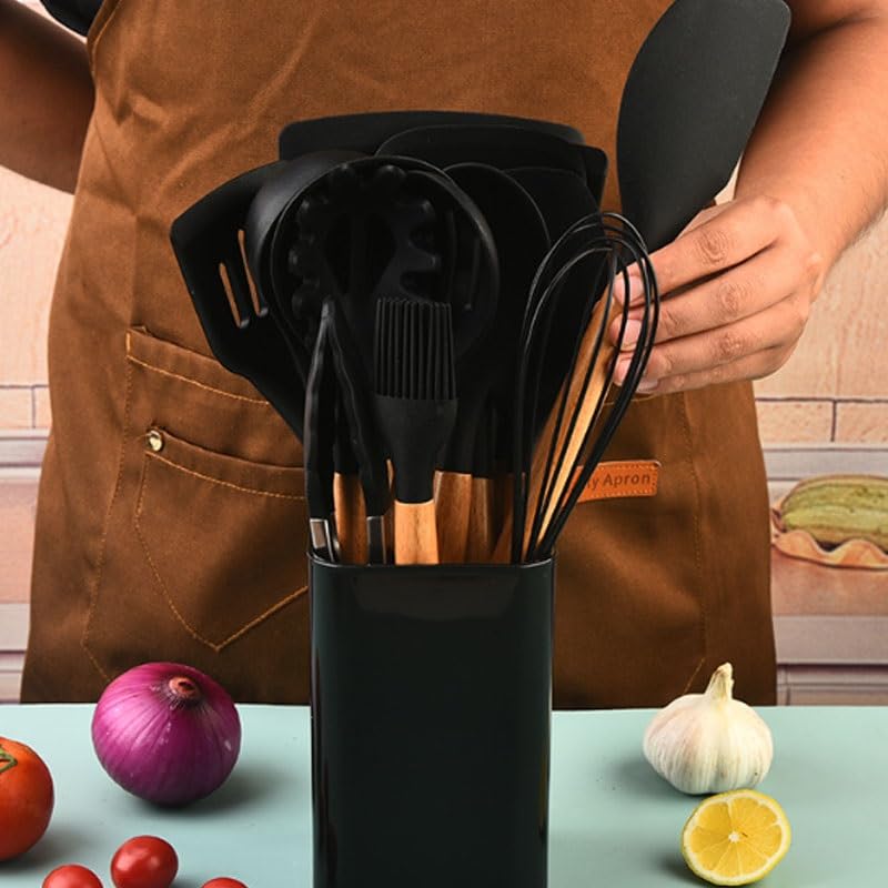 15-Piece Wooden Handle Kitchen Cooking Utensil Set