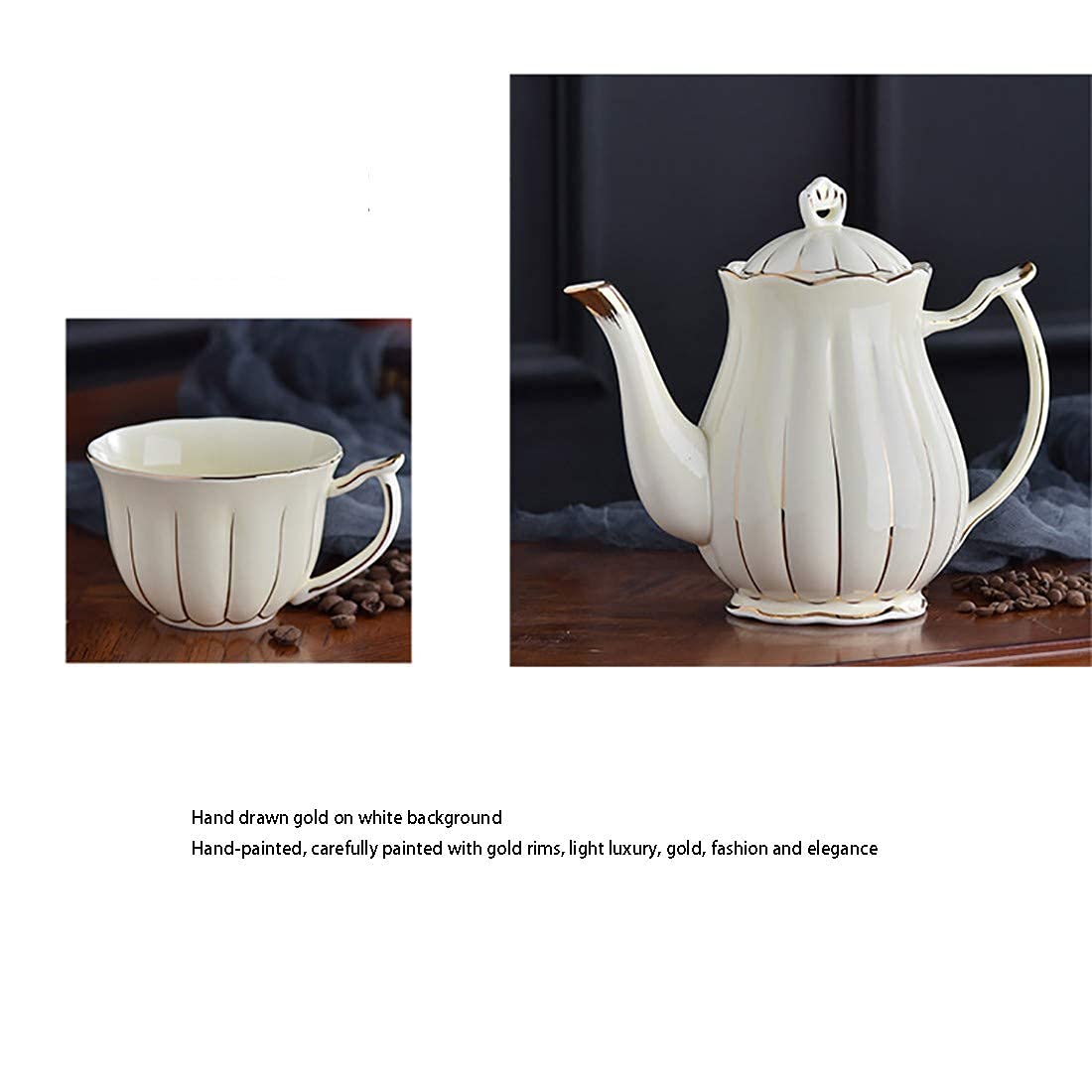 8-Piece White Fine Bone China Tea Cup & Saucer Set for Home and Restaurants