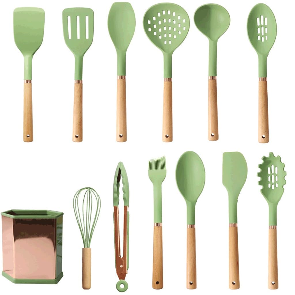 Heat-Resistant Silicone Cooking Utensil Set with Colander, Spatula & Soup Spoon