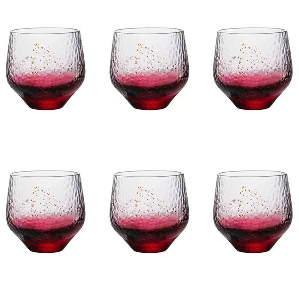 6-Piece Hand-Blown Crystal Whiskey Glass Set with Gold Foil