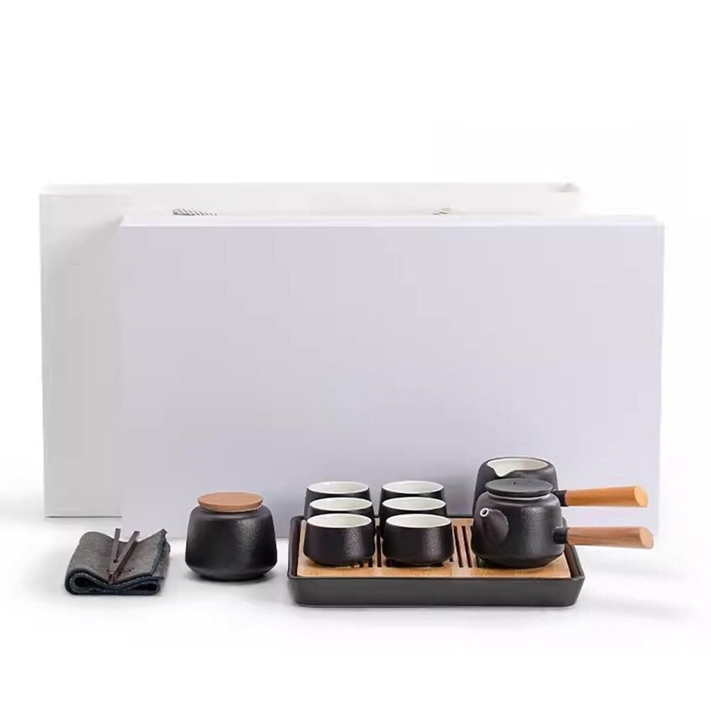 Ceramic Kung Fu Tea Set with Teapot, 6 Cups & Tea Tray