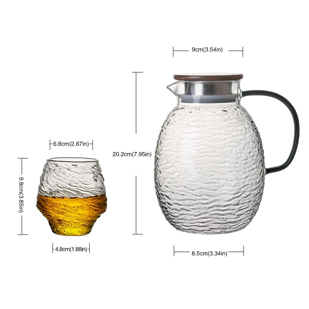 Large Capacity Glass Pitcher with Lid for Iced Tea, Juice & Drinks