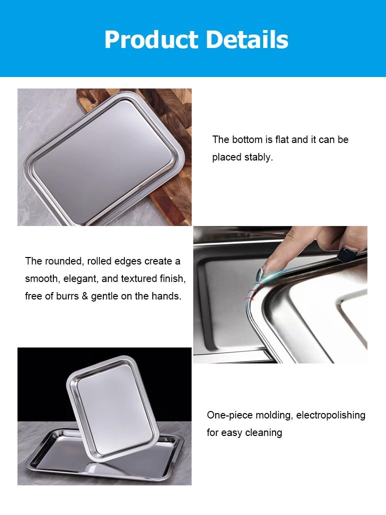 6-Piece Stainless Steel Baking Sheet Set – Dishwasher Safe