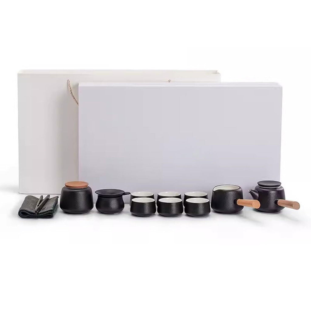 Ceramic Kung Fu Tea Set with Teapot, 6 Cups & Tea Tray