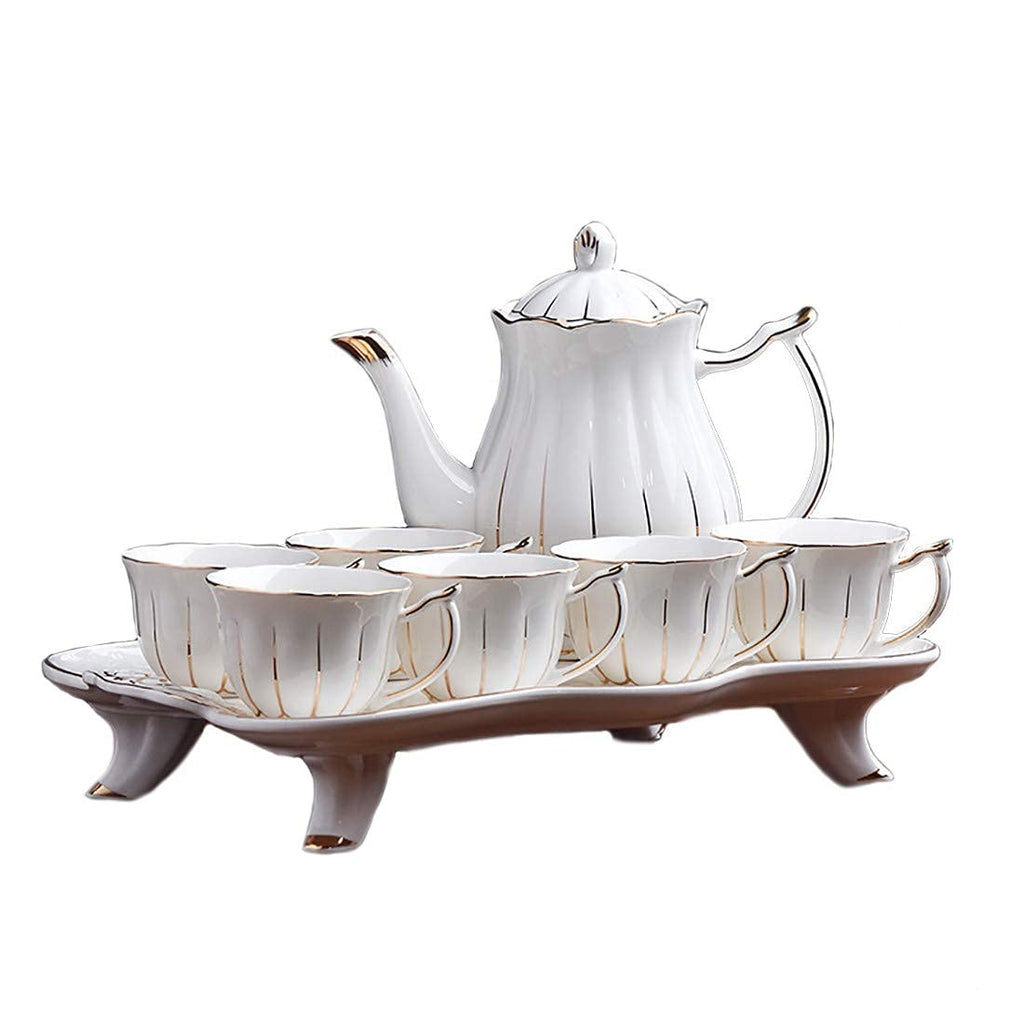 8-Piece White Fine Bone China Tea Cup & Saucer Set for Home and Restaurants