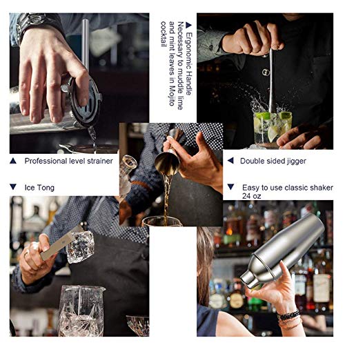 14-Piece Stainless Steel Cocktail Shaker Bartender Kit with Bar Tools
