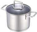 Stainless Steel Stockpot with Glass Strainer Lid & Easy-Pour Handle