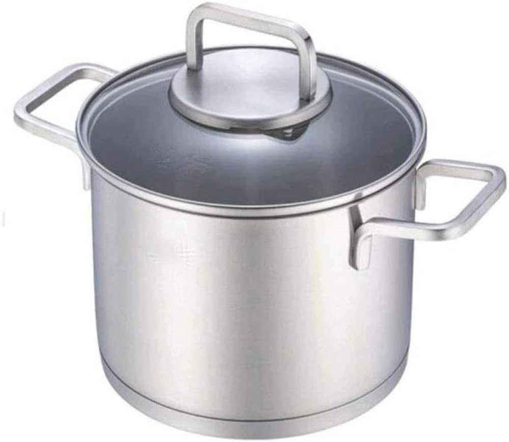Stainless Steel Stockpot with Glass Strainer Lid & Easy-Pour Handle