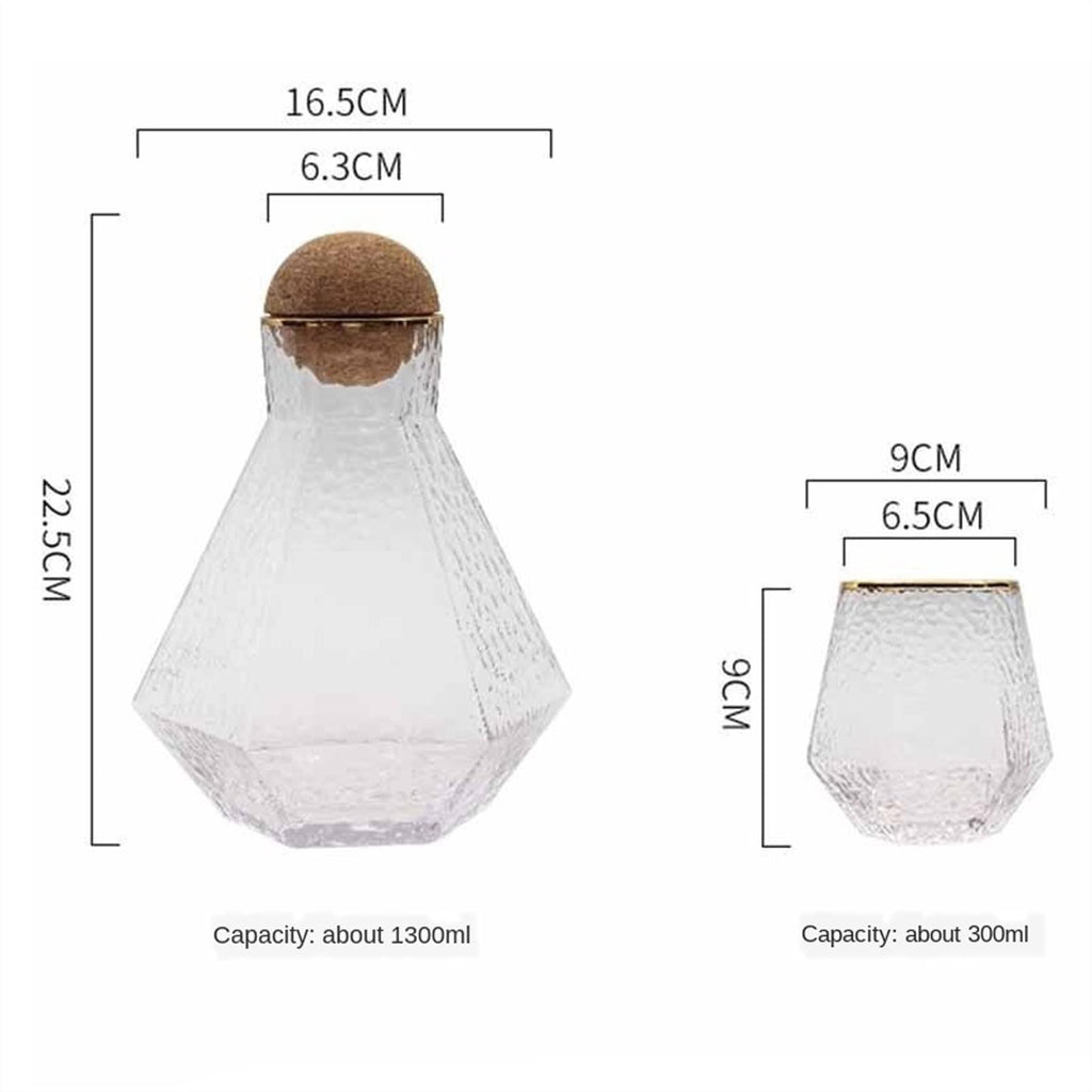 Geometric Glass Pitcher & Cup Set for Iced Tea and Juice