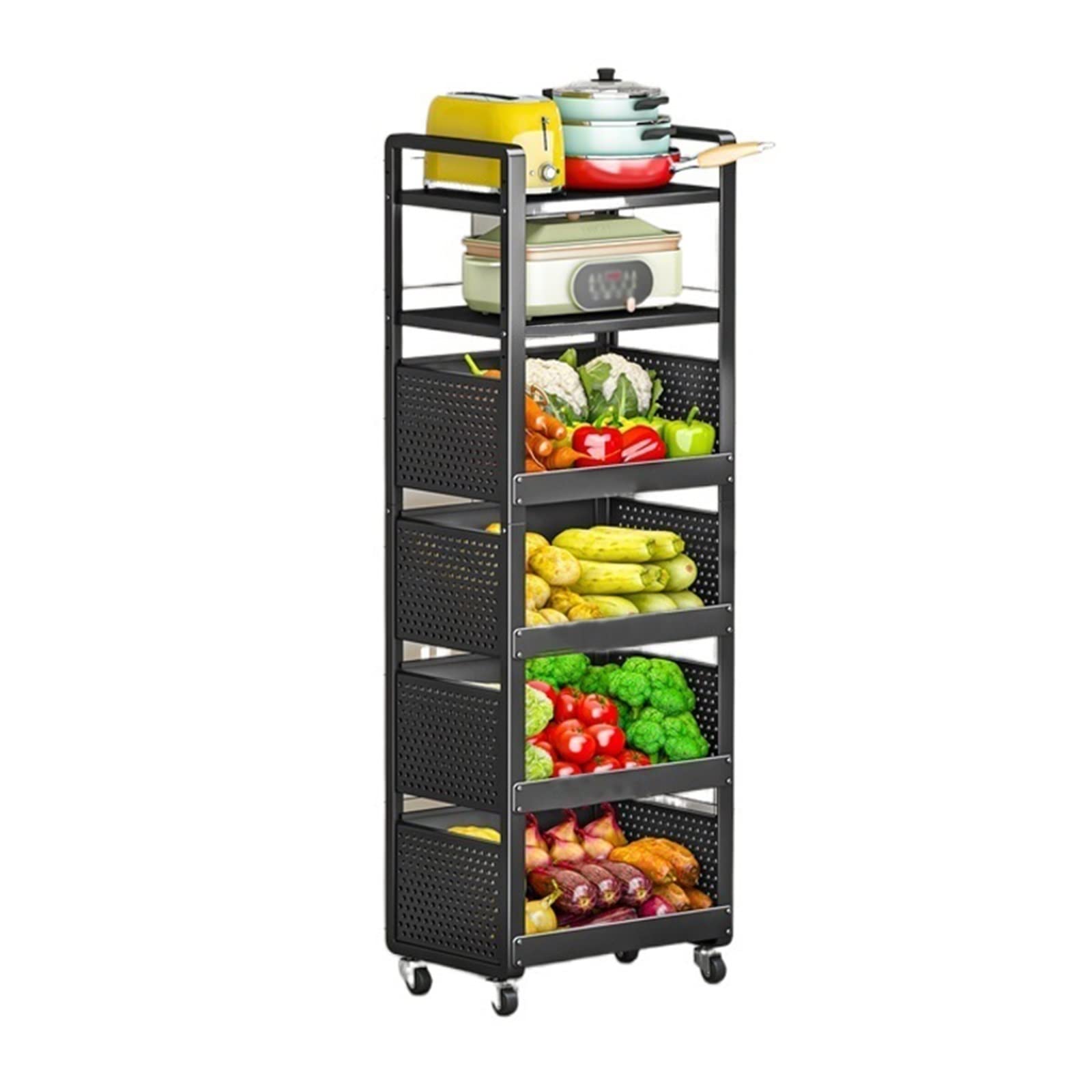 Multi-Layer Kitchen Storage Cart for Spices, Produce & Tableware