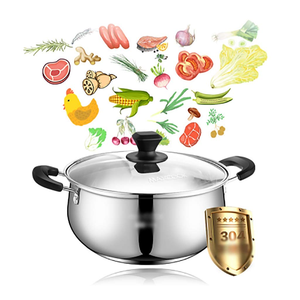 304 Stainless Steel Double-Bottom Stockpot for Induction & Gas Stoves