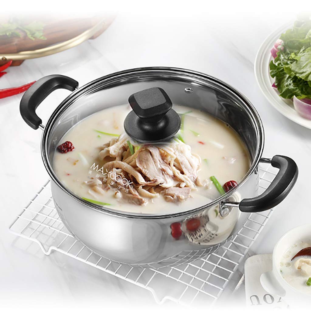 304 Stainless Steel Double-Bottom Stockpot for Induction & Gas Stoves