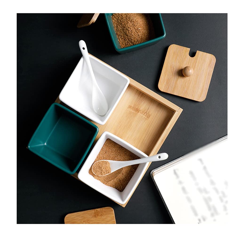 Ceramic Seasoning Jar Set with Tray & Spoons