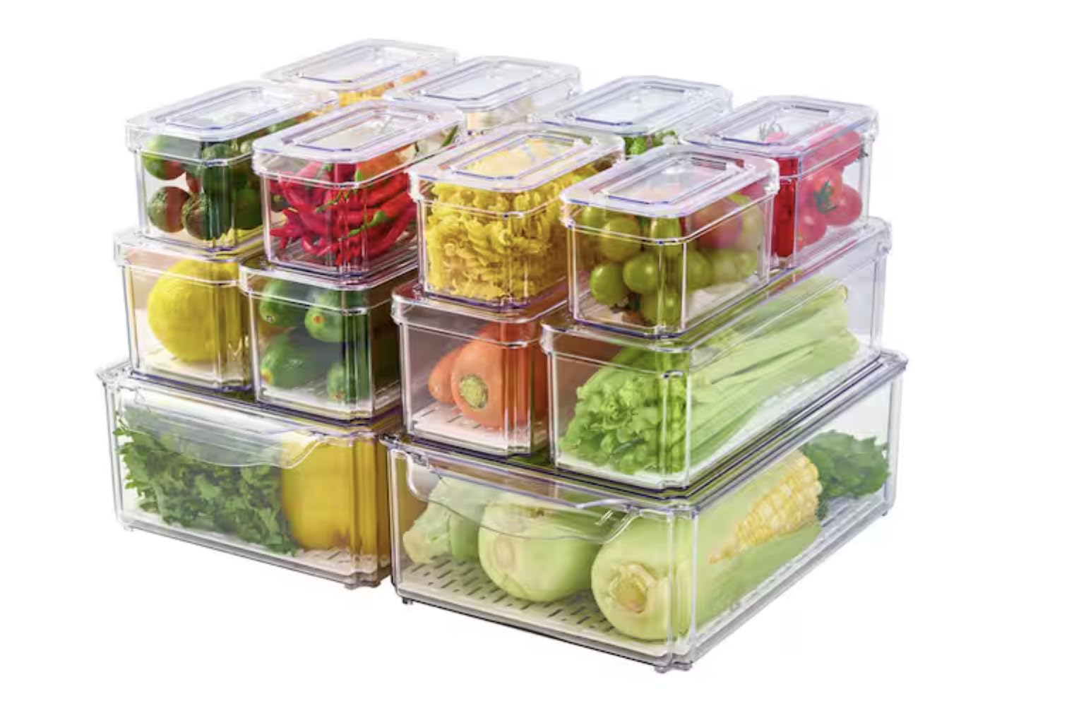14-Piece Stackable Fridge Organizer Bins with Lids UB87253
