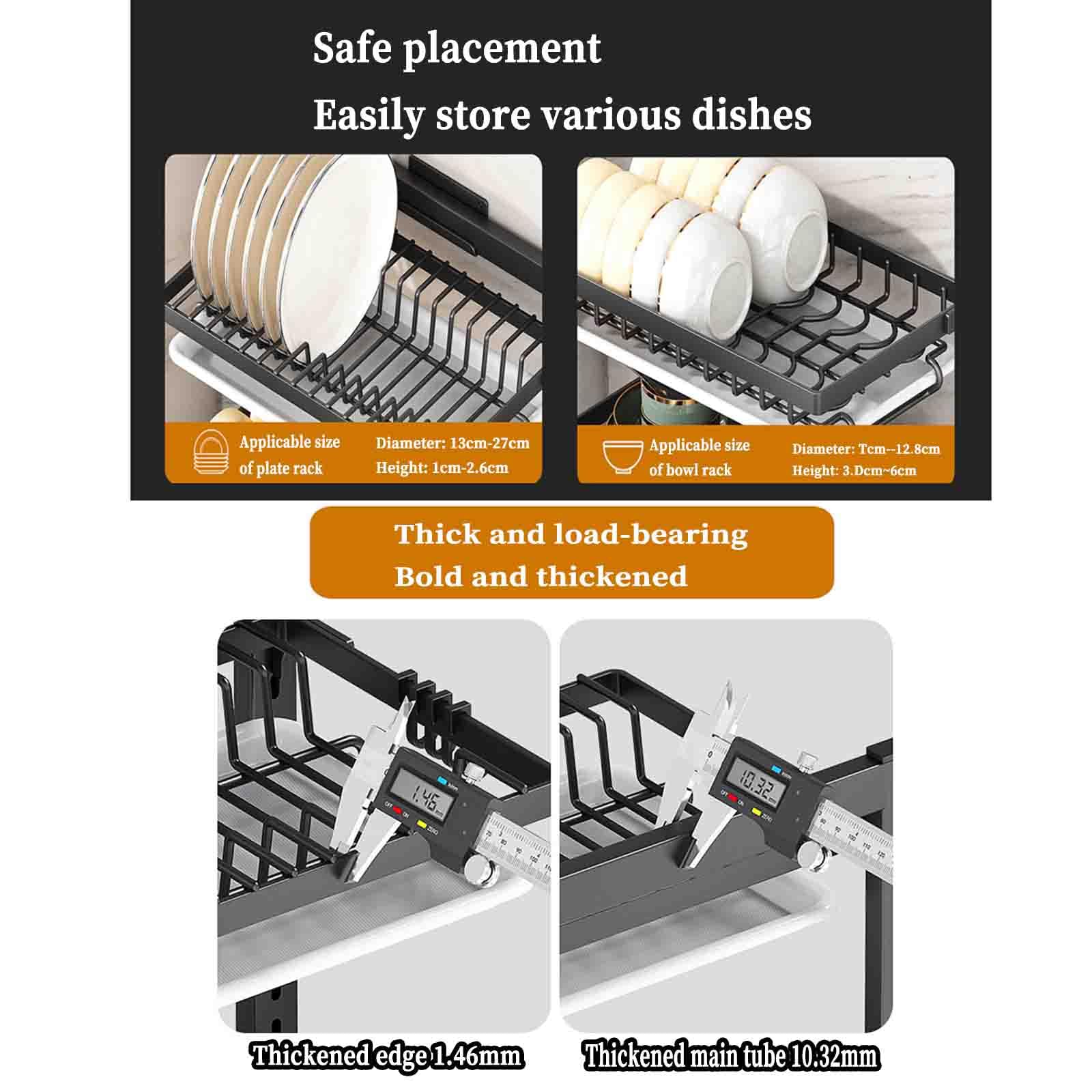2-Tier Over-the-Sink Dish Drying Rack with Drip Tray & Cutlery Holder