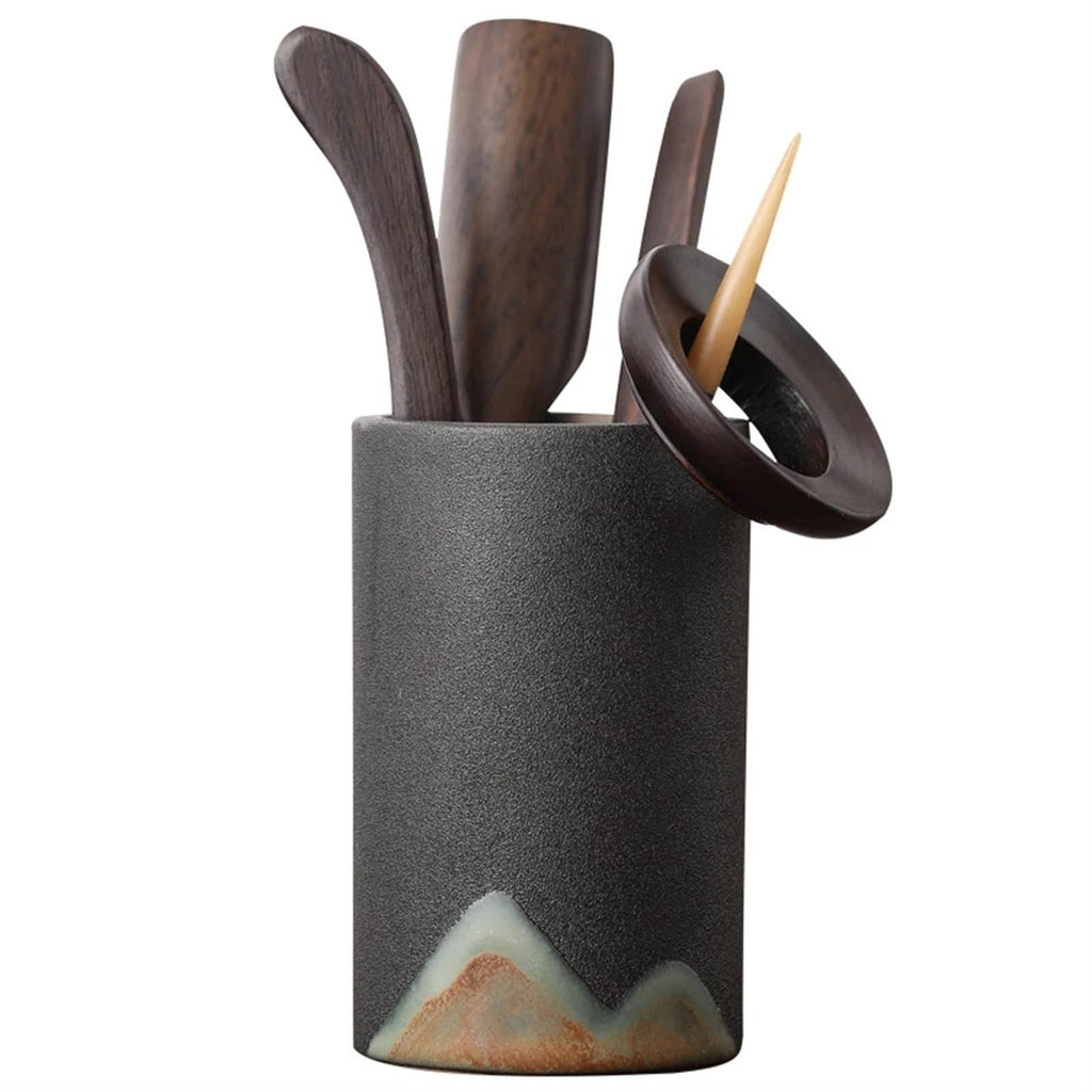 Retro Glazed Ceramic Kung Fu Tea Set Accessories – Six Gentlemen Tea Tools