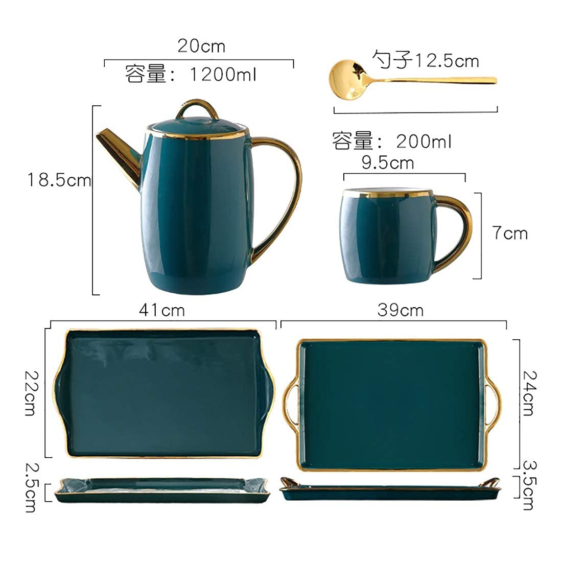6-Piece Bone China Tea & Coffee Cup Set with Saucers and Spoons
