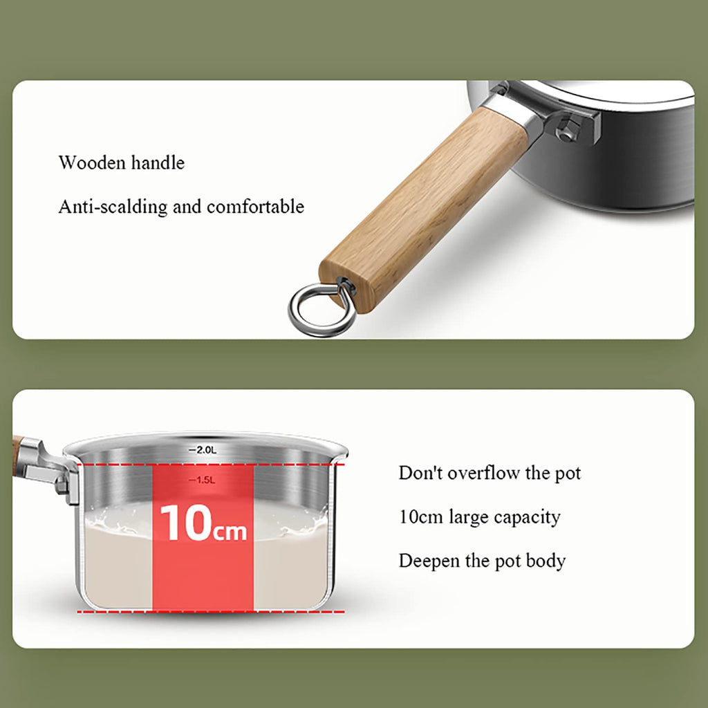 316 Stainless Steel Milk Pan for Induction & Gas Hobs