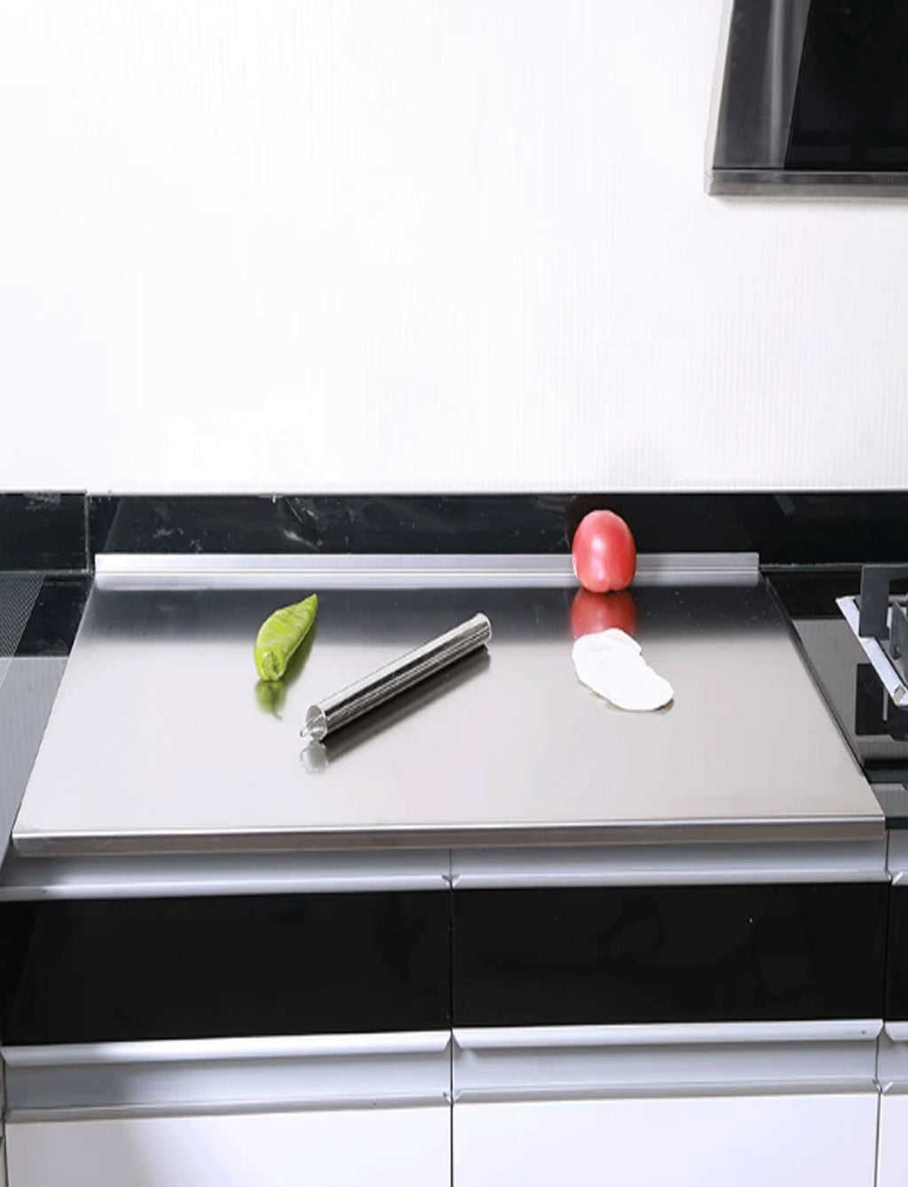 Extra-Large Stainless Steel Cutting Board with Raised Edge – 50 × 80 cm