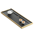Brass-Rimmed Kung Fu Tea Tray with Drainage Design for Tea Ceremony