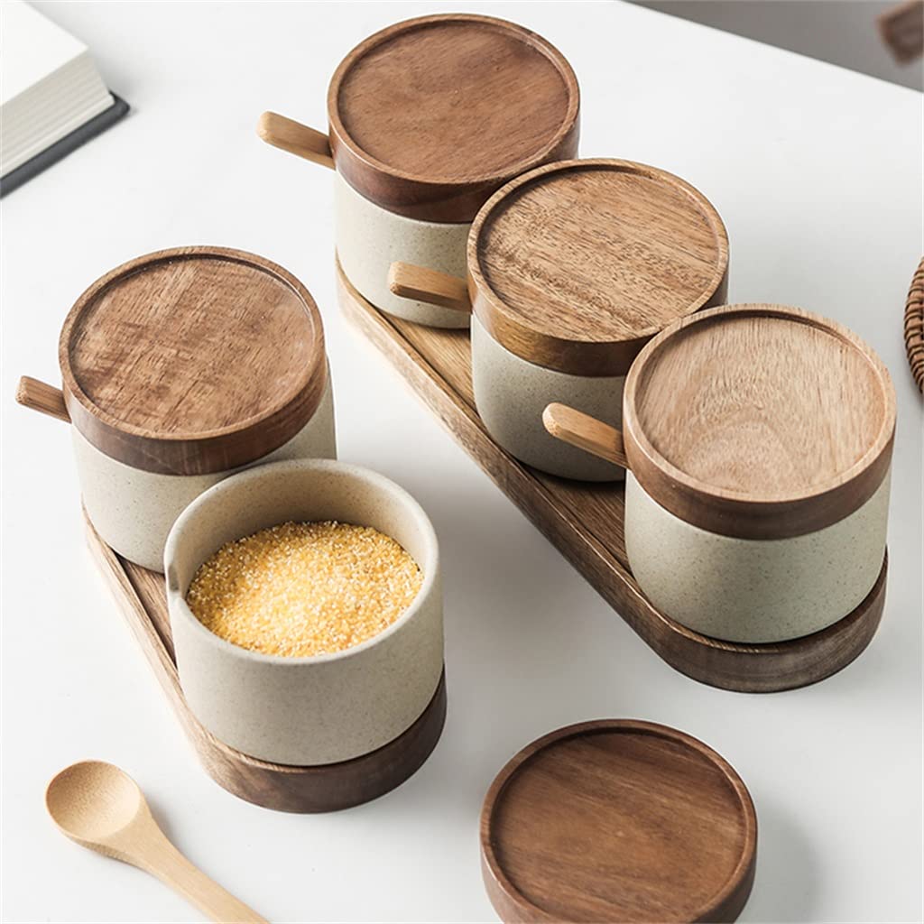 Ceramic Seasoning Jar Set with Lids for Pepper & Spices