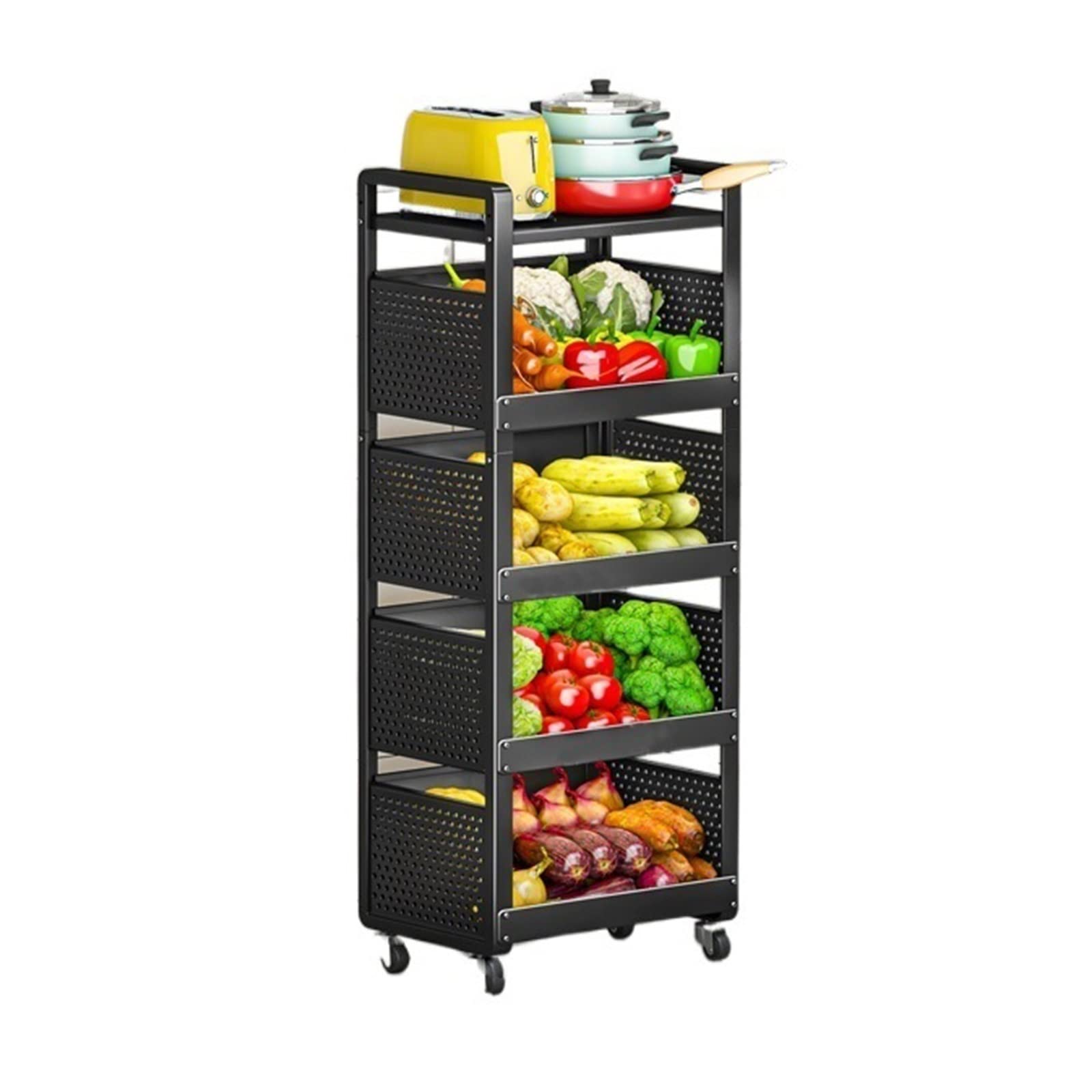 Multi-Layer Kitchen Storage Cart for Spices, Produce & Tableware